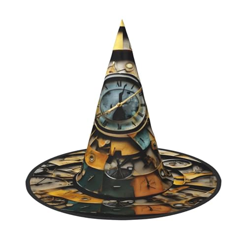 njkhbolk Modischer Uhr-Kunstdruck, Halloween, voller Hut, faltbare Cosplay-Kopfbedeckung, Kostümzubehör von njkhbolk