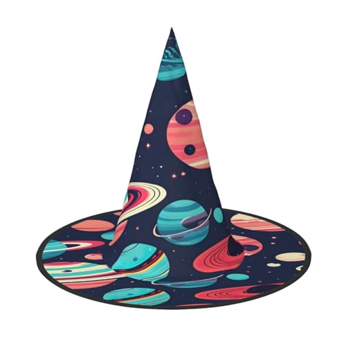 njkhbolk Modischer Weltraumplaneten-Druck, Halloween-Vollhut, faltbare Cosplay-Kopfbedeckung, Kostümzubehör von njkhbolk