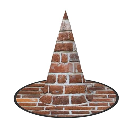 njkhbolk Modischer alter Ziegelstein-Wanddruck, Halloween, voller Hut, faltbare Cosplay-Kopfbedeckung, Kostümzubehör von njkhbolk