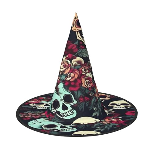 njkhbolk Modischer farbenfroher Totenkopf-Druck, Halloween, kompletter Hut, faltbare Cosplay-Kopfbedeckung, Kostümzubehör von njkhbolk