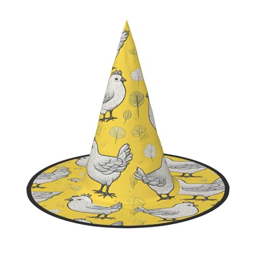 njkhbolk Modischer gelber Huhn-Druck, Halloween-Vollhut, faltbare Cosplay-Kopfbedeckung, Kostümzubehör von njkhbolk