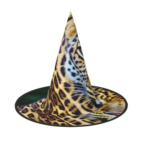 njkhbolk Modischer gelber Leopardenmuster, Halloween-Vollhut, faltbar, Cosplay-Kopfbedeckung, Kostümzubehör von njkhbolk
