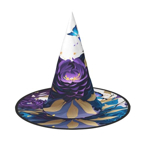 njkhbolk Modischer lila Schmetterlings-Druck, Halloween-Vollhut, faltbare Cosplay-Kopfbedeckung, Kostümzubehör njkhbolk Modischer lila Schmetterlings-Druck, Halloween-Vollhut, faltbare Cosplay-Kopfbedeckung, Kostümzubehör von njkhbolk