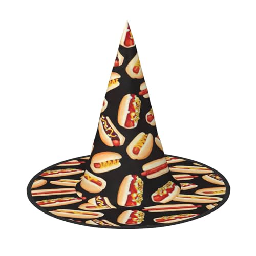njkhbolk Modischer lustiger Halloween-Hut mit Hot Dogs, faltbar, Cosplay-Kopfbedeckung, Kostümzubehör von njkhbolk