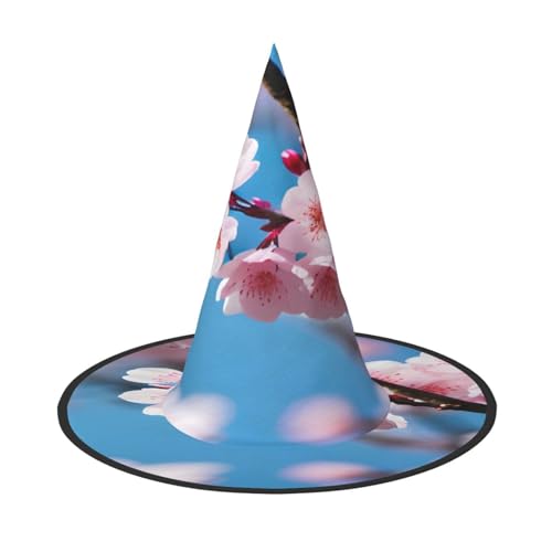 njkhbolk Modischer rosa Kirschblüten-Druck, Halloween-Vollhut, faltbare Cosplay-Kopfbedeckung, Kostümzubehör von njkhbolk