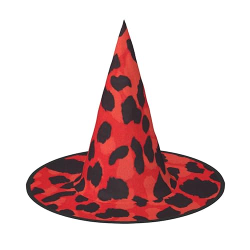 njkhbolk Modischer roter Leopardenmuster, Halloween-Vollhut, faltbare Cosplay-Kopfbedeckung, Kostümzubehör von njkhbolk