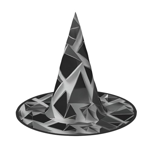 njkhbolk Modischer silberfarbener geometrischer Figuren-Druck, Halloween-Vollhut, faltbare Cosplay-Kopfbedeckung, Kostümzubehör von njkhbolk
