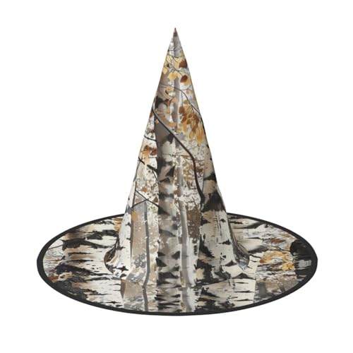 njkhbolk Modischer weißer Hut mit Bäumen, Camouflage-Druck, Halloween, faltbar, Cosplay-Kopfbedeckung, Kostümzubehör von njkhbolk