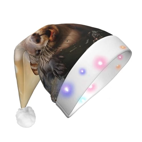 njkhbolk Niedlicher Weihnachtshut mit Aufdruck und bunten LED-Weihnachtsmützen, uni von njkhbolk