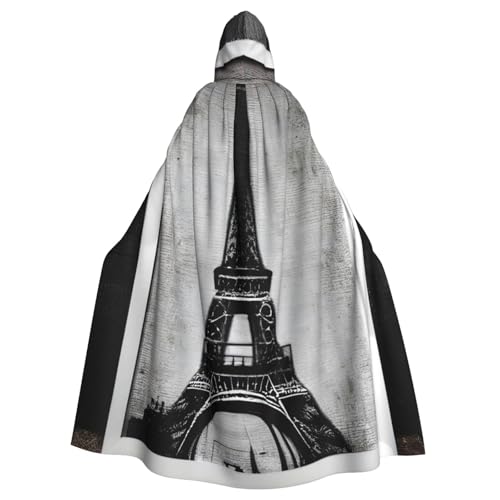 njkhbolk Pariser Kaffee-Eiffelturm-Druck, Karnevals-Umhang, Kapuzenumhang, Cosplay-Kostüm, Uni, Robe Cloak von njkhbolk