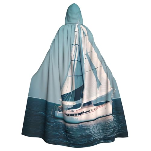 njkhbolk Segelboot-Schiffs-Landschafts-Druck, Karnevals-Umhang, Kapuzenumhang, Cosplay-Kostüm, Uni, Robe Cloak von njkhbolk