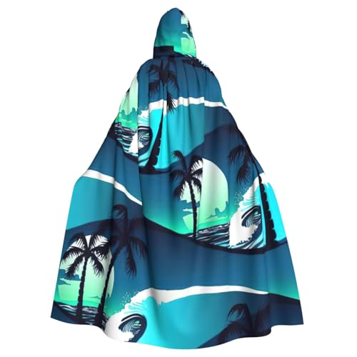 njkhbolk Skateboard mit Palmen Wellendruck Karneval Umhang Kapuzenumhang Cosplay Kostüm Uni Robe Umhang von njkhbolk