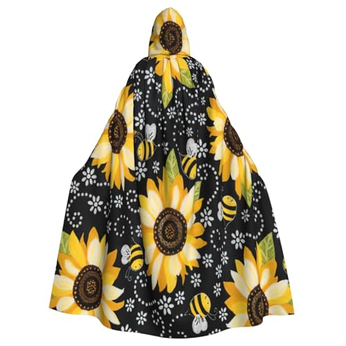 njkhbolk Sonnenblumen-Bienen-Druck, Karnevals-Umhang, Kapuzenumhang, Cosplay-Kostüm, Uni, Robe Cloak njkhbolk Sonnenblumen-Bienen-Druck, Karnevals-Umhang, Kapuzenumhang, Cosplay-Kostüm, Uni, Robe Cloak von njkhbolk
