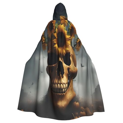 njkhbolk Sonnenblumen-Umhang mit Totenkopf-Motiv, Kapuzenumhang, Cosplay-Kostüm, Uni, Umhang njkhbolk Sonnenblumen-Umhang mit Totenkopf-Motiv, Kapuzenumhang, Cosplay-Kostüm, Uni, Umhang von njkhbolk