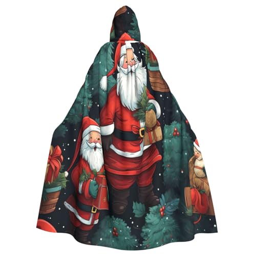 njkhbolk Süßer Weihnachtsmann-Aufdruck, Karnevals-Umhang, Kapuzenumhang, Cosplay-Kostüm, Uni-Bademantel von njkhbolk