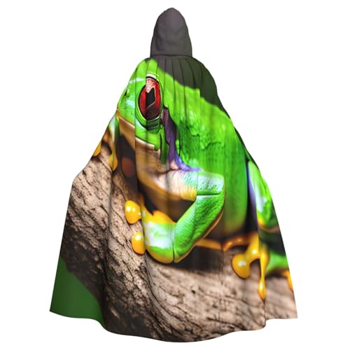 njkhbolk Süßer roter Augen-Baumfrösch-Druck, Karnevals-Umhang, Kapuzenumhang, Cosplay-Kostüm, Uni, Umhang von njkhbolk