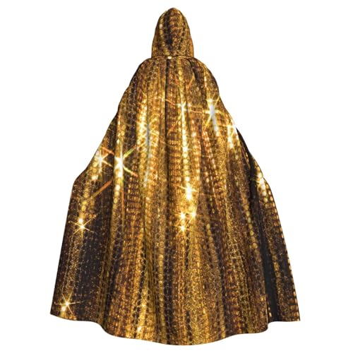 njkhbolk Umhang mit Kapuze, Uni, mit goldfarbenen Pailletten, für Karneval, Cosplay, Kostüme, schwarz / weiß, One size njkhbolk Umhang mit Kapuze, Uni, mit goldfarbenen Pailletten, für Karneval, Cosplay, Kostüme, schwarz / weiß, One size von njkhbolk