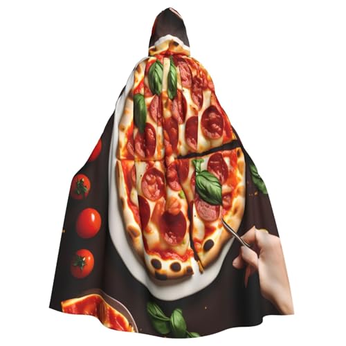 njkhbolk Umhang mit Pizza-Lebensmittelaufdruck, Kapuzenumhang, Cosplay-Kostüm, Uni, Umhang von njkhbolk