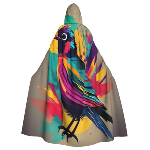 njkhbolk Umhang mit buntem Vogel-Druck, mit Kapuze, Cosplay-Kostüm, Uni, Umhang njkhbolk Umhang mit buntem Vogel-Druck, mit Kapuze, Cosplay-Kostüm, Uni, Umhang von njkhbolk