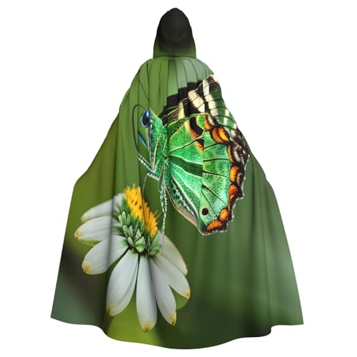 njkhbolk Umhang mit grünem Blatt und buntem Schmetterlings-Druck, mit Kapuze, Cosplay, Kostüm, Uni, Umhang njkhbolk Umhang mit grünem Blatt und buntem Schmetterlings-Druck, mit Kapuze, Cosplay, Kostüm, Uni, Umhang von njkhbolk