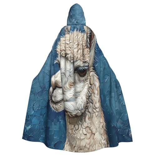 njkhbolk Unisex Alpaka-Lama-Druck, volle Länge, Kapuzenumhang, Halloween, Cosplay, Karneval von njkhbolk
