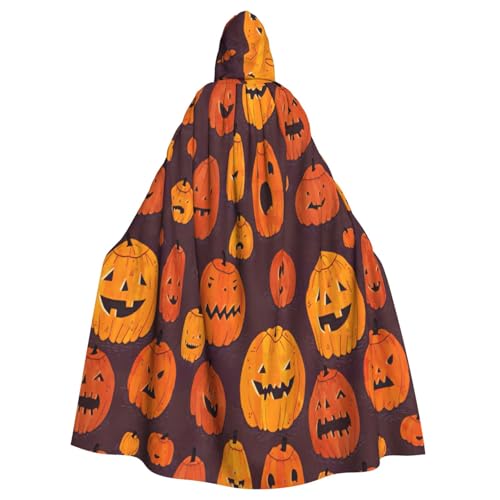 njkhbolk Unisex Halloween-Kürbis-Umhang mit Kapuze in voller Länge, Halloween-Umhang, Cosplay, Karneval von njkhbolk
