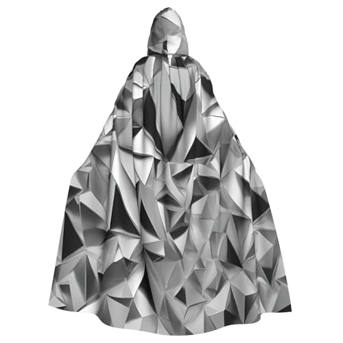 njkhbolk Unisex-Kapuzenumhang, geometrischer Figurendruck, volle Länge, Halloween-Umhang, Cosplay, Karnevalskostüm, silberfarben von njkhbolk