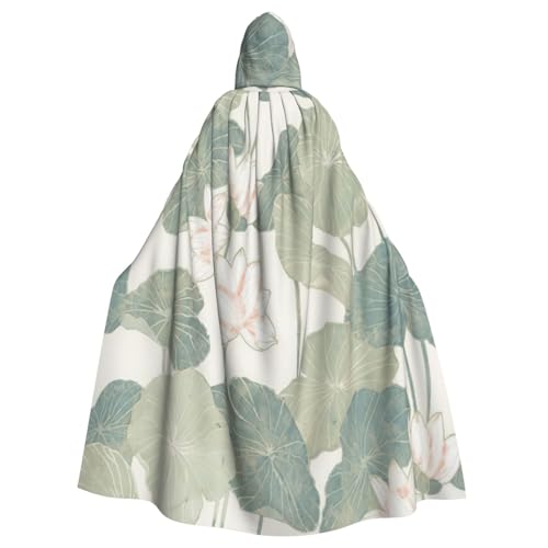 njkhbolk Unisex-Kapuzenumhang, schwarzer Lilien-Pad-Druck, volle Länge, Halloween-Umhang, Cosplay, Karnevalskostüm von njkhbolk