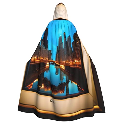 njkhbolk Unisex-Kapuzenumhang Chicago mit reflektierendem Druck, volle Länge, Halloween-Umhang, Cosplay, Karneval von njkhbolk