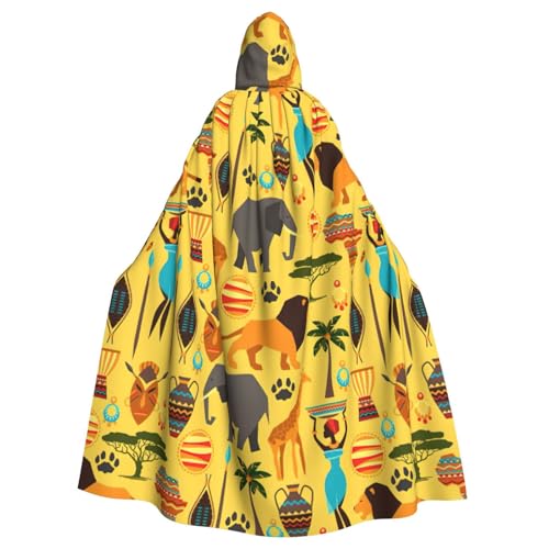 njkhbolk Unisex Kapuzenumhang mit Afrika-Elefanten-Druck, volle Länge, Halloween-Umhang, Cosplay, Karneval von njkhbolk