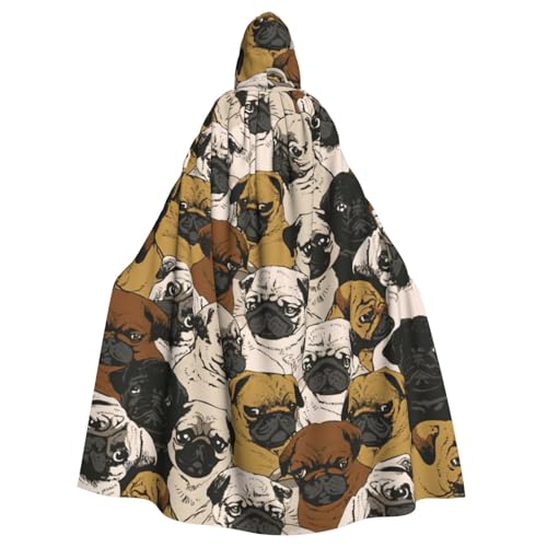 njkhbolk Unisex Kapuzenumhang mit Aufdruck "Imagen De Pug", in voller Länge, Halloween-Umhang, Cosplay, Karneval von njkhbolk