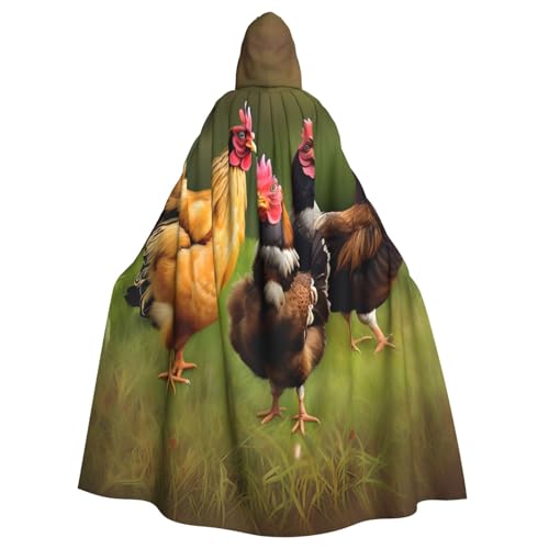 njkhbolk Unisex Kapuzenumhang mit Hahn-Druck, volle Länge, Halloween-Umhang, Cosplay, Karnevalskostüm von njkhbolk