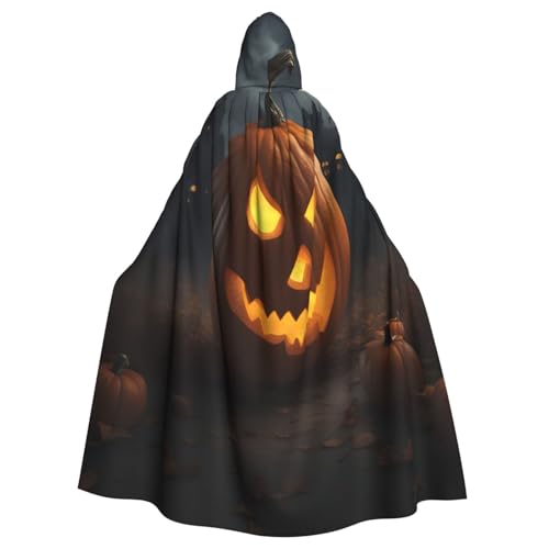 njkhbolk Unisex-Kapuzenumhang mit Halloween-Kürbis-Druck, volle Länge, Halloween-Umhang, Cosplay, Karnevalskostüm von njkhbolk