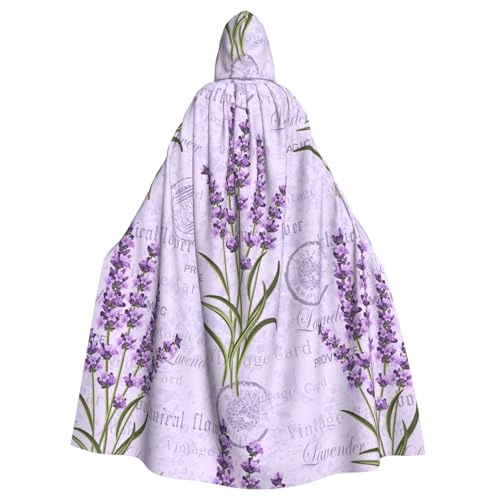 njkhbolk Unisex Kapuzenumhang mit Lavendel-Stempeldruck, volle Länge, Halloween-Umhang, Cosplay, Karneval von njkhbolk