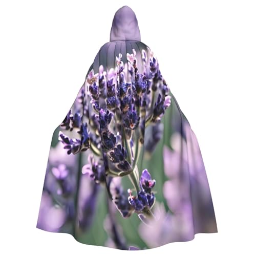 njkhbolk Unisex Kapuzenumhang mit Lavendelblüten-Druck, volle Länge, Halloween-Umhang, Cosplay, Karneval von njkhbolk