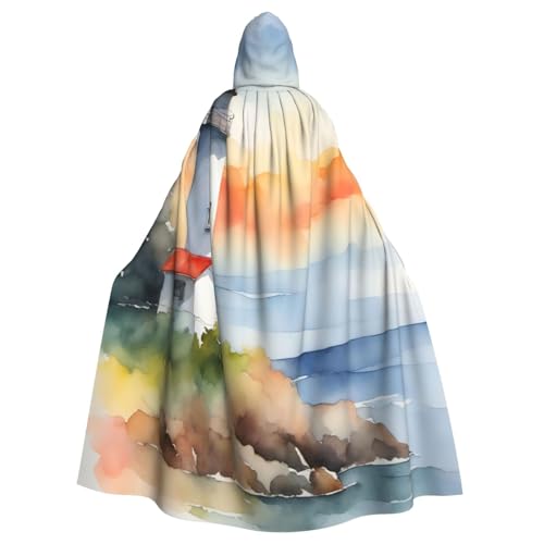 njkhbolk Unisex Kapuzenumhang mit Leuchtturm-Druck, volle Länge, Halloween-Umhang, Cosplay, Karneval von njkhbolk