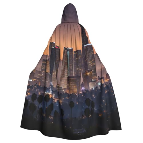 njkhbolk Unisex Kapuzenumhang mit Los Angeles Skyline-Druck, volle Länge, Halloween-Umhang, Cosplay, Karneval von njkhbolk