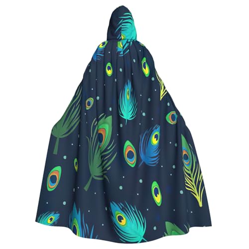 njkhbolk Unisex-Kapuzenumhang mit Pfauenfeder-Druck, volle Länge, Halloween-Umhang, Cosplay, Karnevalskostüm njkhbolk Unisex-Kapuzenumhang mit Pfauenfeder-Druck, volle Länge, Halloween-Umhang, Cosplay, Karnevalskostüm von njkhbolk