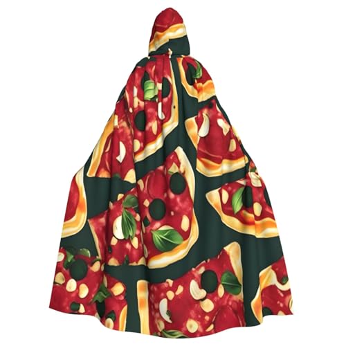 njkhbolk Unisex-Kapuzenumhang mit Pizza-Muster, in voller Länge, Halloween-Umhang, Cosplay, Karneval von njkhbolk