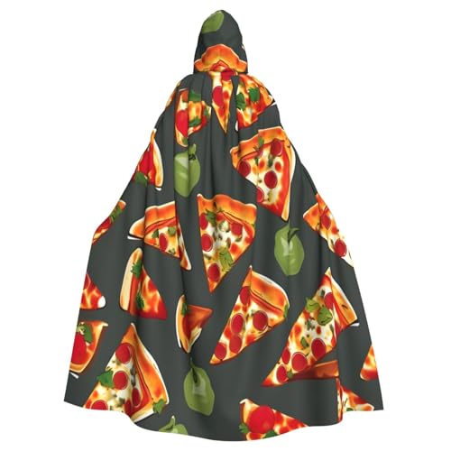njkhbolk Unisex-Kapuzenumhang mit Pizza-Muster, in voller Länge, Halloween-Umhang, Cosplay, Karneval von njkhbolk
