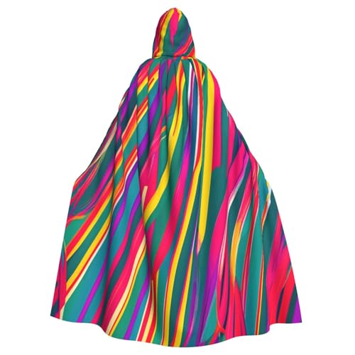 njkhbolk Unisex-Kapuzenumhang mit Regenbogen-Linien-Druck, volle Länge, Halloween-Umhang, Cosplay, Karneval von njkhbolk