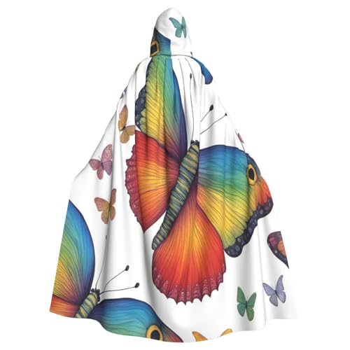 njkhbolk Unisex Kapuzenumhang mit Regenbogen-Schmetterlings-Aufdruck, volle Länge, Halloween-Umhang, Cosplay, Karneval njkhbolk Unisex Kapuzenumhang mit Regenbogen-Schmetterlings-Aufdruck, volle Länge, Halloween-Umhang, Cosplay, Karneval von njkhbolk