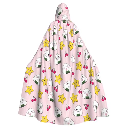 njkhbolk Unisex Kapuzenumhang mit Reiskugel-Druck, volle Länge, Halloween-Umhang, Cosplay, Karneval njkhbolk Unisex Kapuzenumhang mit Reiskugel-Druck, volle Länge, Halloween-Umhang, Cosplay, Karneval von njkhbolk