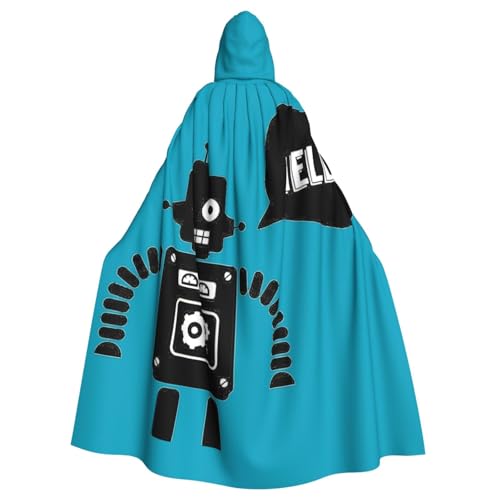 njkhbolk Unisex Kapuzenumhang mit Roboter-Druck, volle Länge, Halloween-Umhang, Cosplay, Karneval von njkhbolk