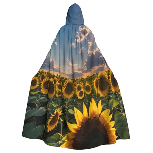 njkhbolk Unisex-Kapuzenumhang mit Sonnenblumen-Motiv, volle Länge, Halloween-Umhang, Cosplay, Karnevalskostüm von njkhbolk