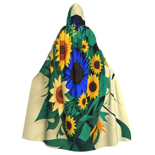 njkhbolk Unisex-Kapuzenumhang mit Sonnenblumenmuster, volle Länge, Halloween-Umhang, Cosplay, Karneval von njkhbolk