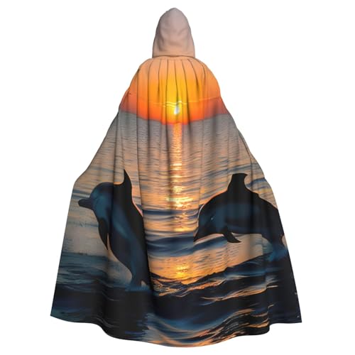 njkhbolk Unisex Kapuzenumhang mit Sonnenuntergang und Delfinen, voller Länge, Halloween-Umhang, Cosplay, Karneval njkhbolk Unisex Kapuzenumhang mit Sonnenuntergang und Delfinen, voller Länge, Halloween-Umhang, Cosplay, Karneval von njkhbolk