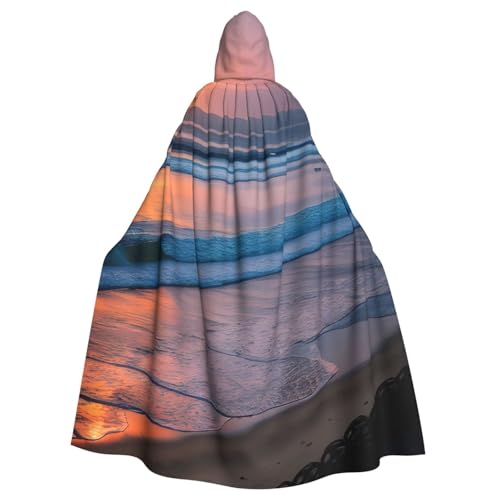 njkhbolk Unisex-Kapuzenumhang mit Sonnenuntergang und Strandaufdruck, volle Länge, Halloween-Umhang, Cosplay, Karneval von njkhbolk
