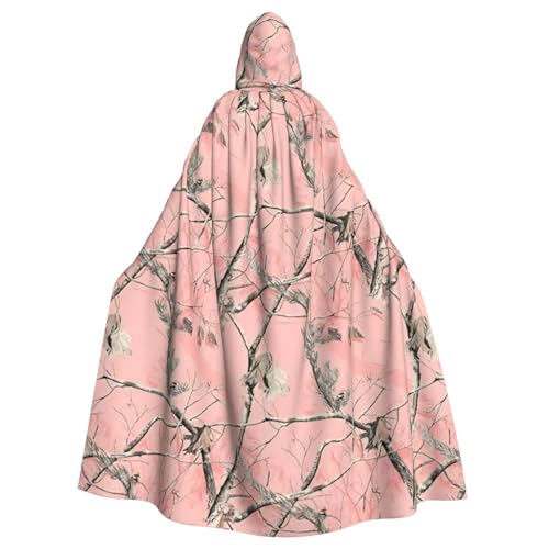 njkhbolk Unisex Kapuzenumhang mit rosa Blättern, Camouflage-Druck, volle Länge, Halloween-Umhang, Cosplay, Karneval von njkhbolk