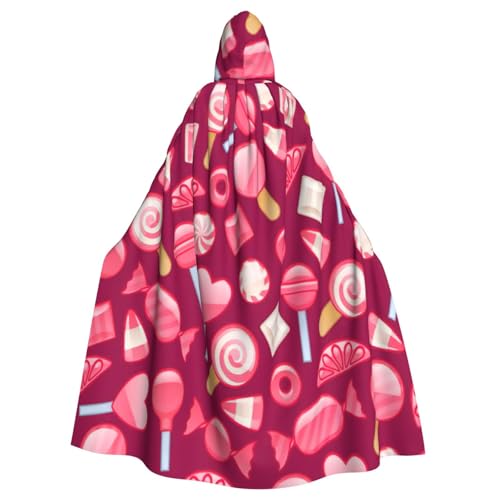njkhbolk Unisex Kapuzenumhang mit rosa Süßigkeiten-Aufdruck, volle Länge, Halloween-Umhang, Cosplay, Karneval njkhbolk Unisex Kapuzenumhang mit rosa Süßigkeiten-Aufdruck, volle Länge, Halloween-Umhang, Cosplay, Karneval von njkhbolk